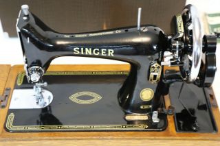 1955 Singer model 99 Hand Crank Sewing Machine with Eye Decal Set 2