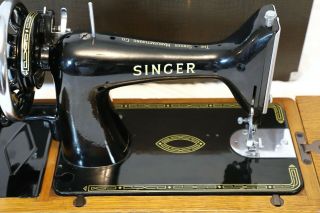 1955 Singer model 99 Hand Crank Sewing Machine with Eye Decal Set 3
