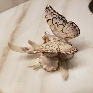 Limited Lenox Whisper Of Spring Ivory China 24kt Trim Butterfly Iris Figurine
