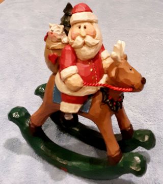 Rocking Santa On Reindeer 8 " Figurine - Eddie Walker Midwest Of Cannon Falls