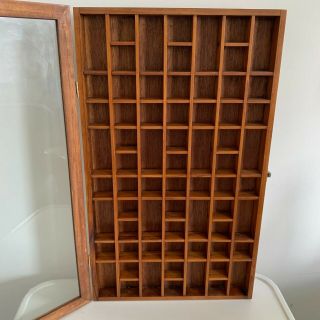 65 Thimble Display Case Shadow Box Glass Door Solid Wood Mini Perfume Case