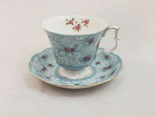 Royal Albert Bone China England Blue White Lace True Love Tea Cup & Saucer Set