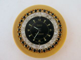 Vegetable Ivory Studio Button - Clock With Inlay And Rhinetones