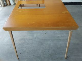 Vin.  Singer 301 - A Blond Fold Up Table 31 3/4 Square Missing Insert Very Solid.