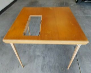 Vin.  Singer 301 - A Blond fold up table 31 3/4 square missing insert very solid. 2