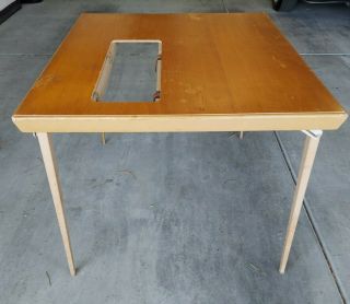 Vin.  Singer 301 - A Blond fold up table 31 3/4 square missing insert very solid. 3