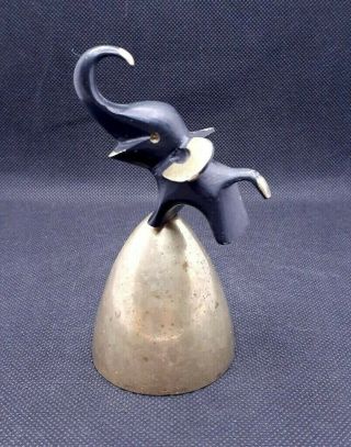 Vintage Elephant Brass And Black Bell Made In India Hand Crafted And Etched 1970