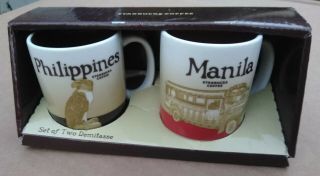 Starbucks Box Set Of 2 Demitasse 3 Oz Mugs Philippines Manila Coffee Cup Euc