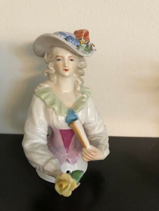Large Goebel Half Doll With Feathered Hat