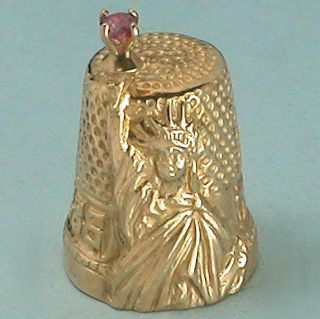 Ltd Edition 14 Kt Gold Statue Of Liberty Thimble American Dated 1986