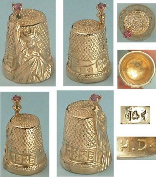 Ltd Edition 14 Kt Gold Statue of Liberty Thimble American Dated 1986 2