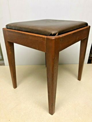 Vtg Singer Sewing Machine Cabinet Chair Seat Stool Bench With Storage Wood