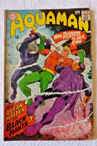 Dc Comics Aquaman No.  35 October 1967 " Who Destroys The Sea King "