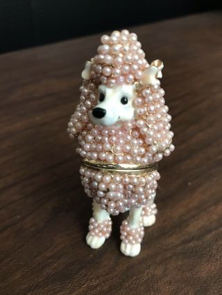 Pink Poodle Trinket Box By Ciel Collectables With Enamel & Faux Pearl