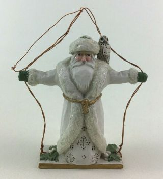 P Schifferl Santa Ornament Midwest Of Cannon Falls Swing White Outfit With Owl