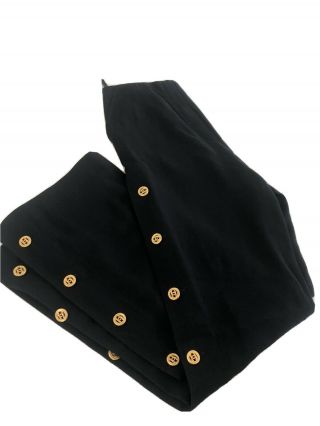 100 Authentic Chanel Black Slacks Pants Trousers High Waist Gold Logo Buttons