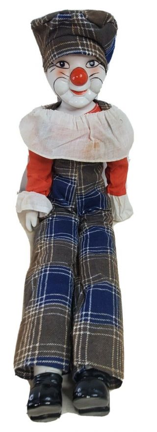 Creepy Porcelain Clown Mime With Wind Up Music Key Send In The Clowns Song 21 "