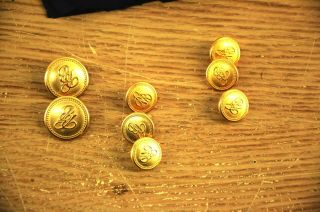 Brooks Brothers Gold Tone Solid Metal Signature Replacement Button Set 8 Buttons
