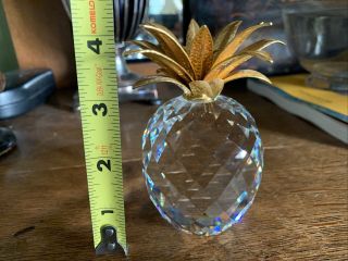1986 Rare Swarovski Crystal Large Gold Pineapple Candle Holder 4.  5 " Retired