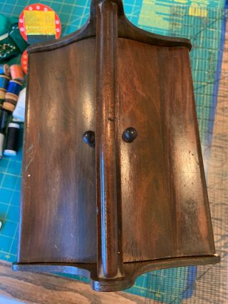 Filled Vintage Wood Footed Portable Tabletop Sewing Box - Spool Shelf - Flip Lid