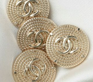 4 Pc Chanel Button Gold 25 Mm Vintage Style Unstamped 4 Buttons Auth