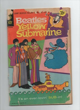 The Beatles Yellow Submarine Gold Key Comic Pin Up Poster Low Grade