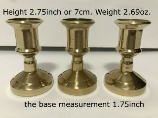 Vintage Mid Century Turned Polished Brass 3 Candlestick Holders Italy Lv