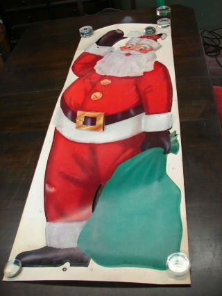 Vtg 1959 Clayton Specialty Life Size Paper Santa Punch Out Door Decor
