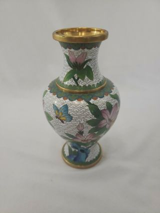 Jingfa Fine Cloisonne Vase - Flowers / Cherry Blossom,  Lotus,  Butterfly