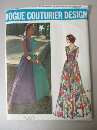 Vintage Vogue Couturier Design Emilio Pucci Evening Gown Dress Bust 36 Uncut Ff