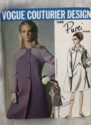Vogue Couturier Design Emilio Pucci Of Italy 1688 Dress & Coat Sz 10