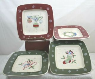 Longaberger Christmas All The Trimmings Snack Appetizer Plates Set Of 4