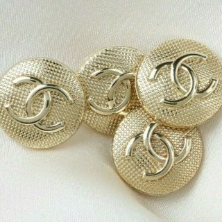 Chanel Button 4 Pc 20 Mm Lg Cc Gold Vintage Style Unstamped 4 Buttons Auth
