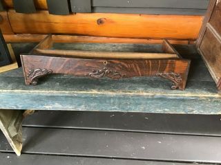 Old Cast Iron Treadle Sewing Machine Wood Center Drawer Fancy Oak Slide In 20 3/