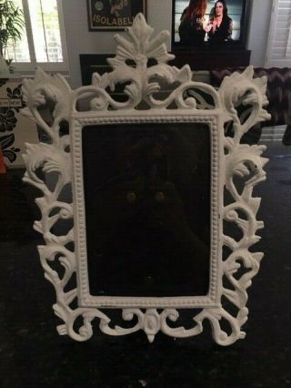 Vintage Cast Iron Victorian Style Picture Frame W/glass & Back Stand