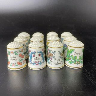 (16) Vintage 1982 Franklin Victorian Keepsake Sentiments Porcelain Thimble 3