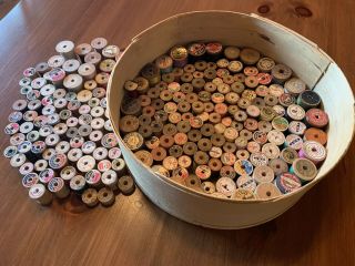 250,  Vintage Wooden Thread Spools - Some Empty,  All Wood,  All Sizes