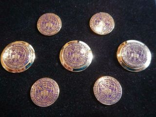 Gold Enamel 7 College Of Holy Cross Crusaders Ben Silver Blazer Buttons Box Set