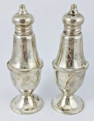 Pair 925 Antique American Sterling Silver Salt & Pepper Shakers Duchin Creations