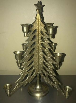 Vintage Brass Candle Holder Christmas Tree Yuan Tai 12 Candles Candelabra Stand