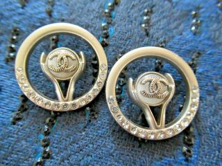 Chanel 2 Rhinestone Buttons Silver Tone 25 Mm So Pretty 2 Pc Set