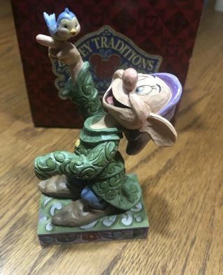 DIsney Traditions Dopey Simplet With Bluebird Resin Figurine With Tag,  Jim Shore 2