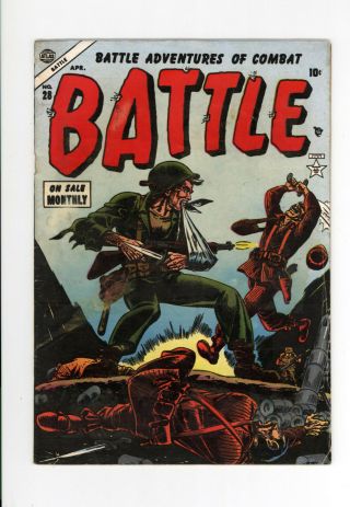 Battle 28 Vg/fn 5.  0 - Very Rare Atlas War Comic - 1954 Hitler Story