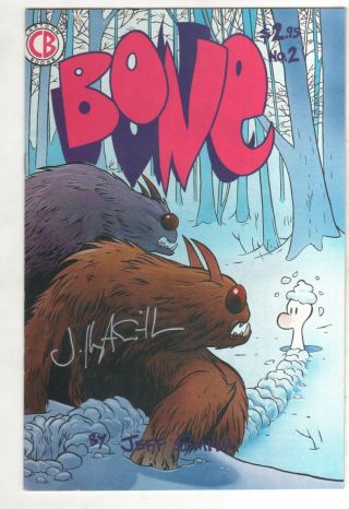 Bone Cartoon Books 2 1991 1st Print Signed Jeff Smith Postage