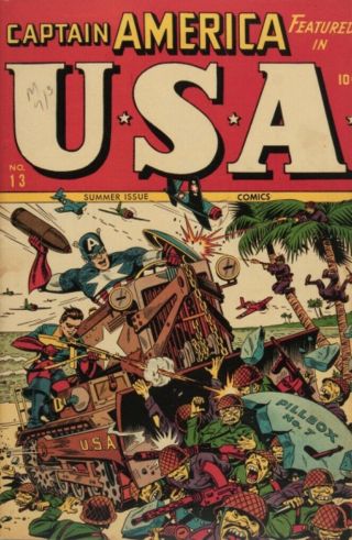 Usa Comics 13 Golden Age 1944 Timely Rare Schomburg Captain America Stan Lee