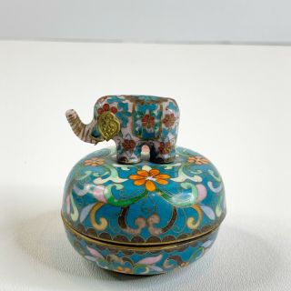 Ardleigh - Elliott Music Trinket Box Brass Cloisonne Elephant Small Round Vintage