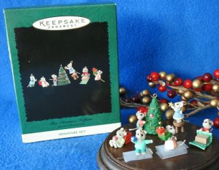 Hallmark Miniature Ornament 1996 Tiny Christmas Helpers - Set Of 6 - Mouse Mice