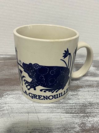 1978 Taylor & Ng La Grenouille Blue Frog Butterfly Flowers Coffee Cup Mug Japan