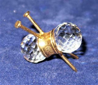 Swarovski Figurine Gold Crystal Memories Knitting Needles Wool Special Treasures