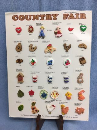 Jhb " Country Fair " Salesman Sample Card Hand Painted Buttons Jam Pots & Plates